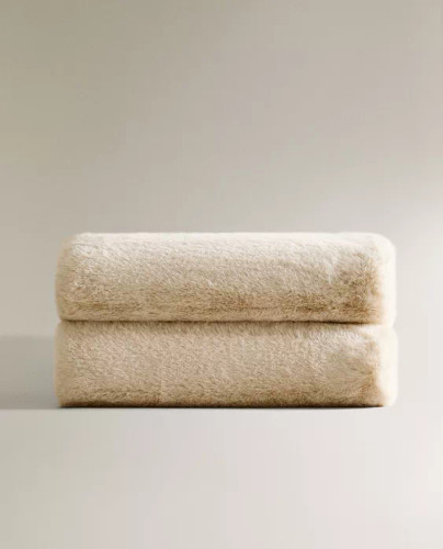 شال مبل زارا هوم FAUX FUR THROW رنگ بژ